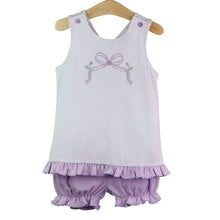 Load image into Gallery viewer, Lavender Bow Embroidery Bloomer Set