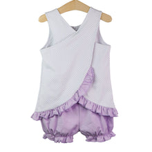 Load image into Gallery viewer, Lavender Bow Embroidery Bloomer Set