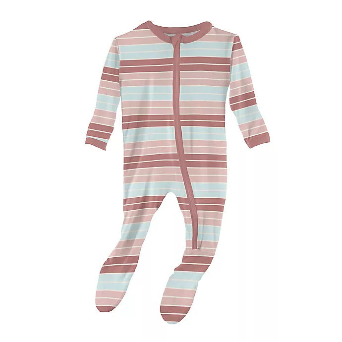 Kickee Pants Active Stripe Zipper Footie