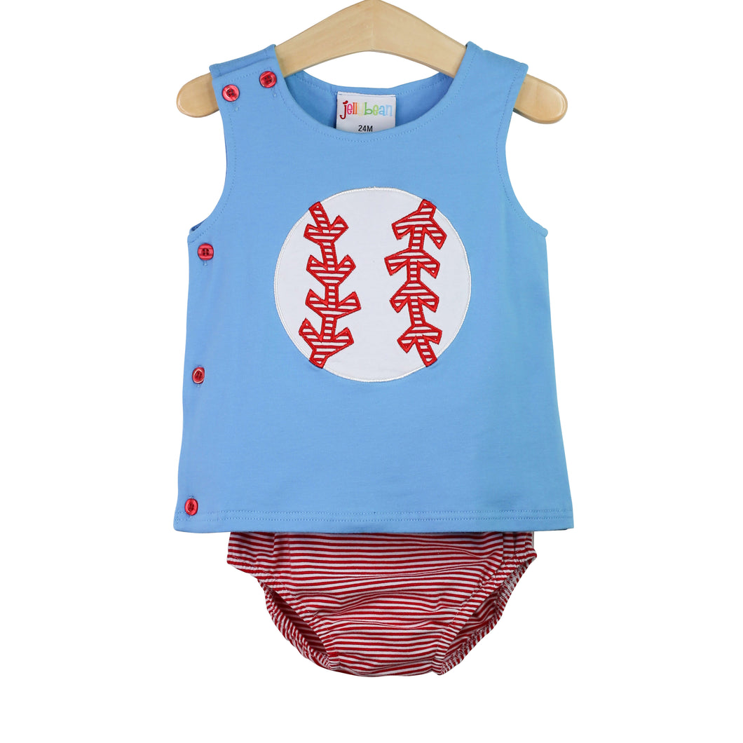 Baseball Applique Diaper Set