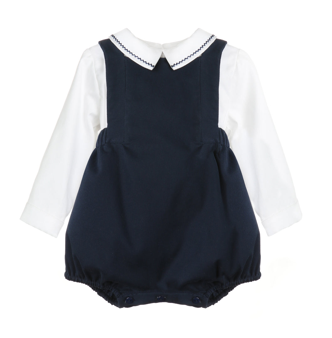 Navy 2-Piece Boy Overall Bubble