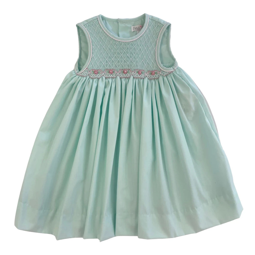 Sleeveless Mint Smocked Dress Set Sleeveless Mint Smocked Dress Set