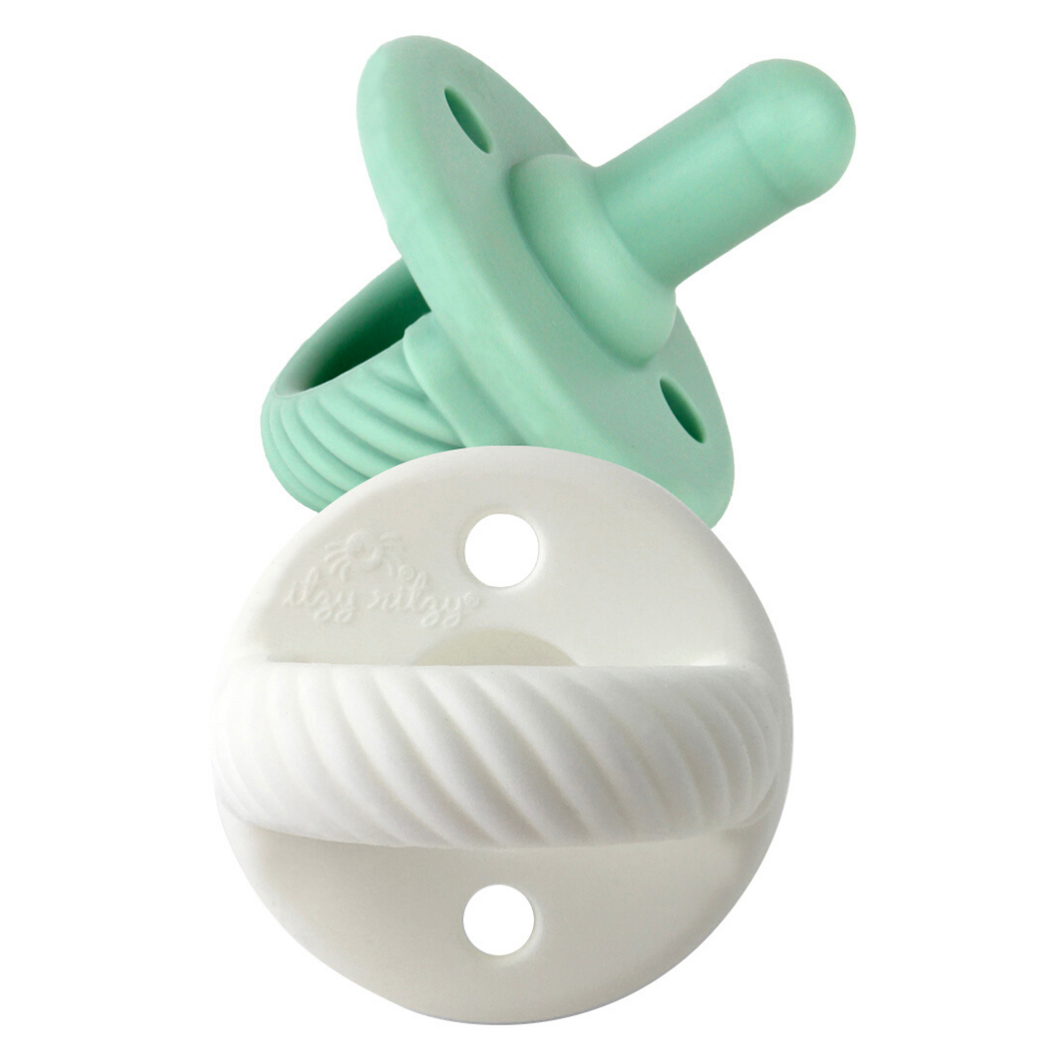 Mint & White Cables Pacifier Set