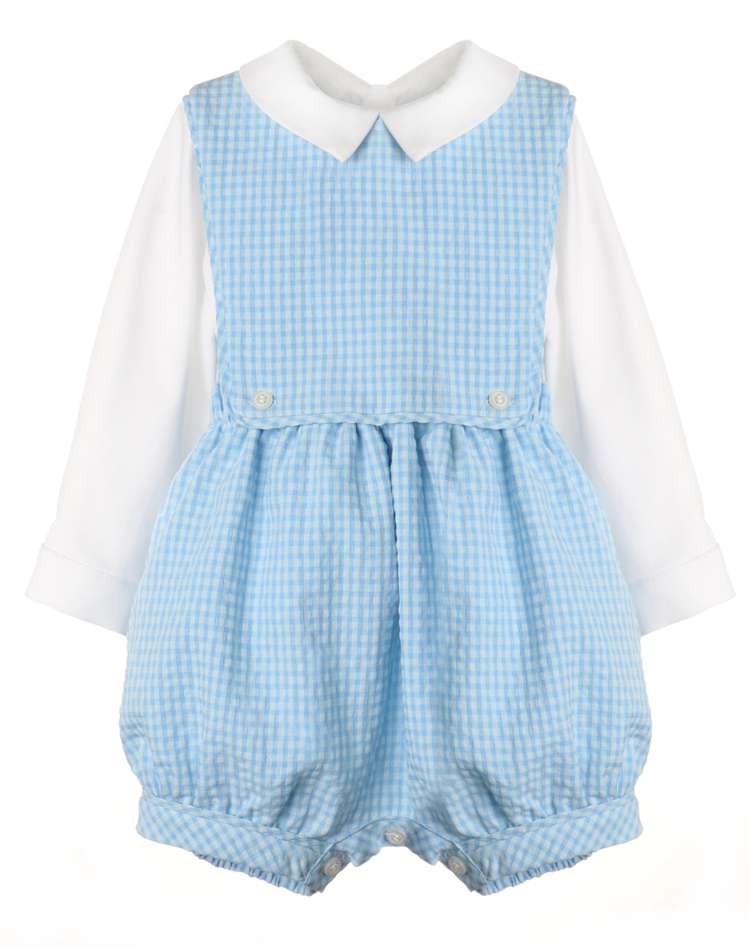 Blue Gingham Overall Set